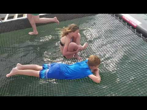 CJ and Katie Riding on the Net, Bona Vida Catamaran, Cartagena, 20Mar19