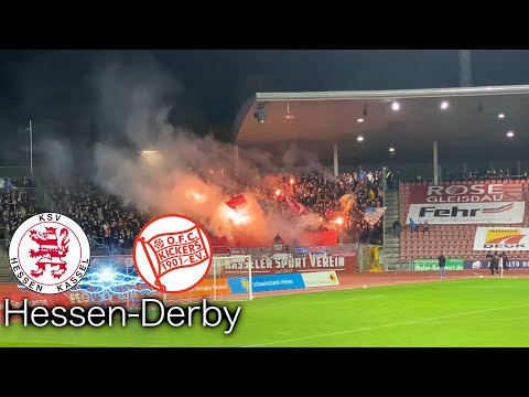 Stimmungsvideo vom Hessen-Derby KSV Hessen Kassel vs. Kickers Offenbach, inkl. Pyroshow des KSV