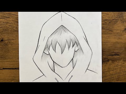 Easy drawing for beginners | How to draw anime boy wearing a hoodie Easy