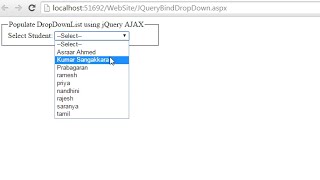 Asp.Net and  Jquery AJAX  to Bind DropDownList dynamically from Sql server database