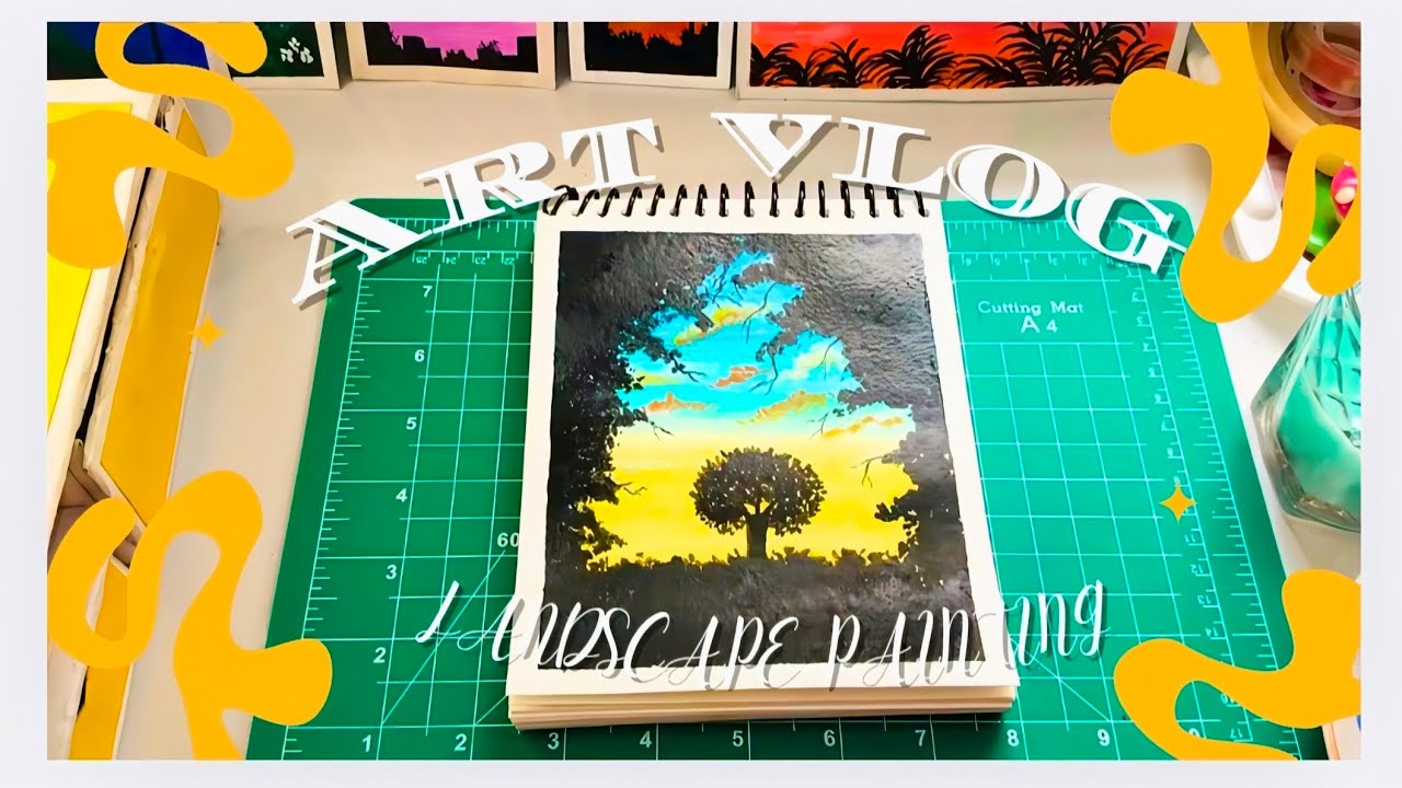 Easy Sunset Painting 🌅 #LandscapePainting #ArtTutorial