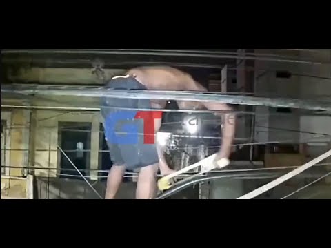 Suspeito cai no chão ao tentar furtar cabos elétricos com serra no Rio de Janeiro