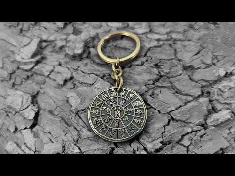 Брелок-монета Мандала Пантеон тёмных эльфов (Китарай) из латуни с персональной гравировкой - фото 1 - id-p2608128908