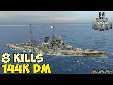 World of WarShips | Queen Elizabeth | 8 KILLS | 144K Damage - Replay Gameplay 4K 60 fps