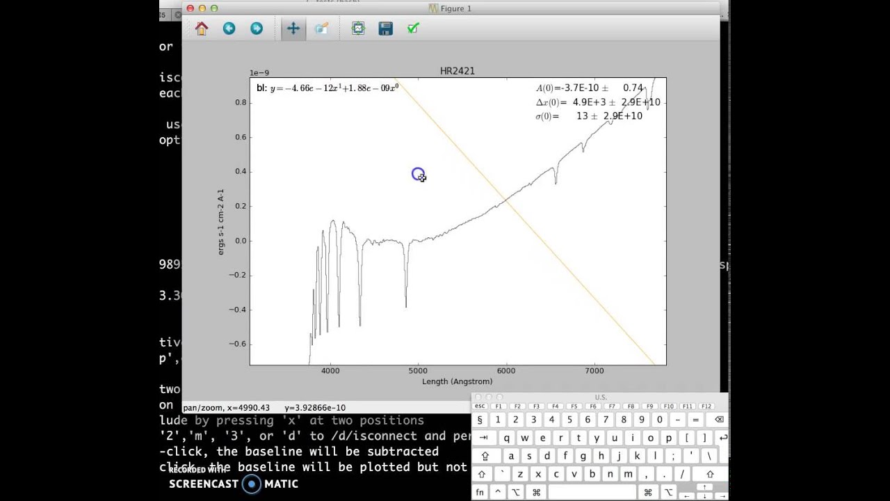 pyspeckit interactive fitting screencast