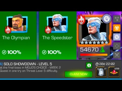 Mojo's Choice 1.2 Side Quest Threat Level 5 Boss Quicksilver One Shot Mcoc Marvel Contest Champions