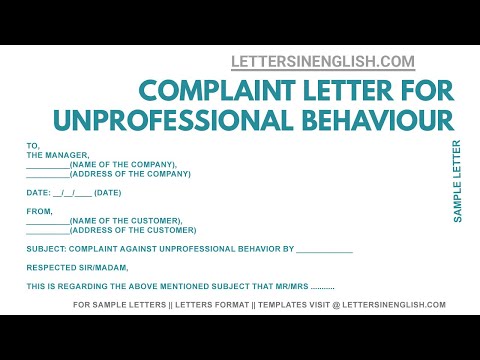 Rude Behavior Complaint Letter - Sample Complaint Letter