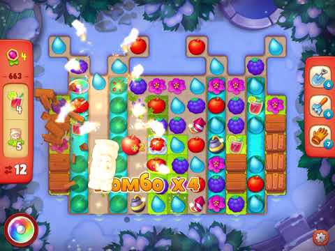 GardenScapes Level 663 no boosters (28 moves)