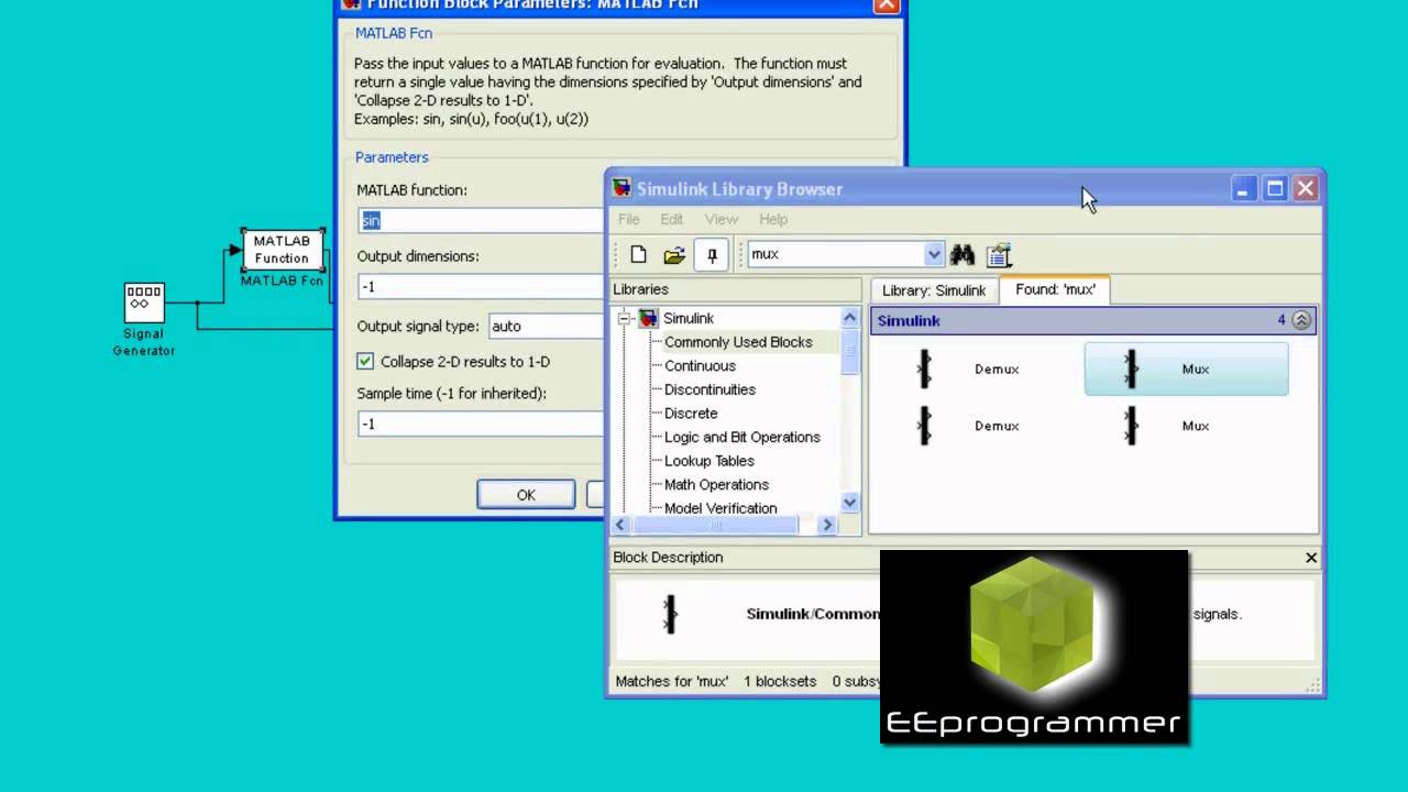 Simulink tutorial: using MATLAB function