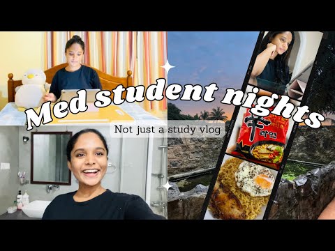 Med student nights 🌙👩🏻‍⚕️| Not just a study vlog 📚 | Yummy Ramen 🍜|Rainy day 🌧️🍃
