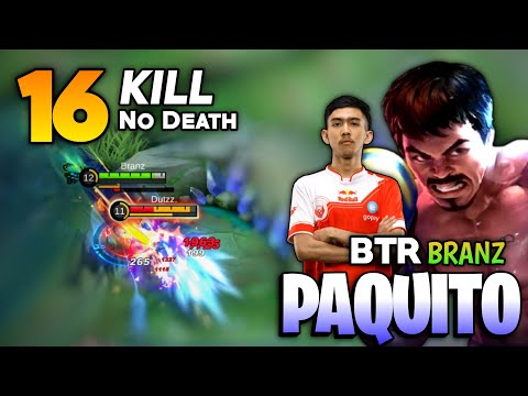 16 KILL 0 DEATH! BTR Branz Paquito Perfect Gameplay [ Paquito Best Build 2021 ] Mobile Legends