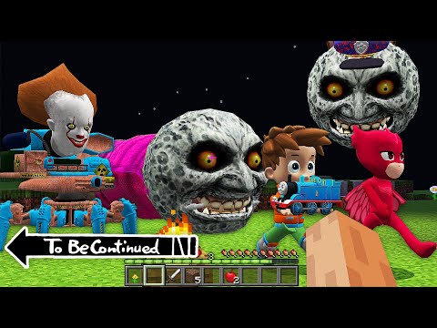 MET the SCARY MOON WORM & THOMAS THE TANK ENGINE vs PAW PATROL PJ MASKS in Minecraft - Coffin Meme