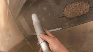 Sandblasting the full hull of a canal house boat