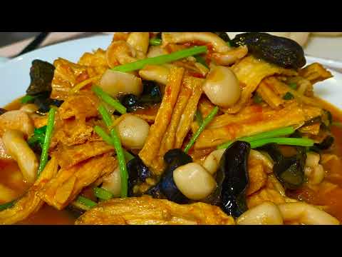 【CC】Vegetarian Dish and recipe】 Stir fried Bean Curd sticks super easy to Make but delicious