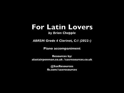 For Latin Lovers by Brian Chapple. Piano accompaniment. (ABRSM Clarinet Grade 4)