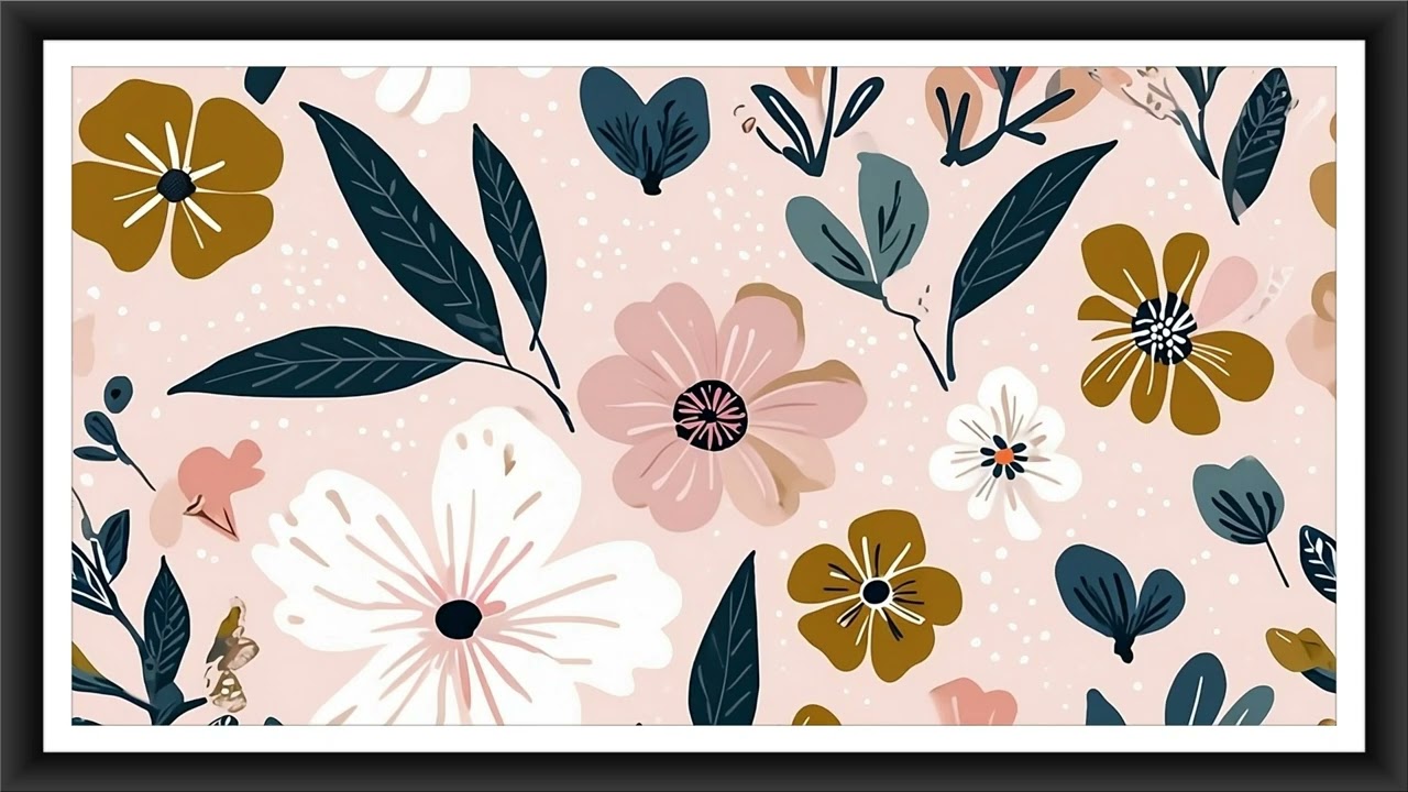 4K Retro Floral TV Screensaver: 9 Hour Vintage Pattern (No Sound)