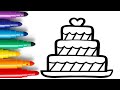 How to draw birthday cake drawing for kids and toddlers