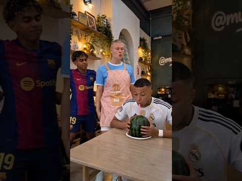 Yamal wants candy Mbappe doesn't give it Yamal comes with Haaland but they take empty watermelon 😂