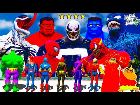RED HULK ARMY VS AVENGERS & VENOM ARMY IN GTA V | PART 9 | SHINCHAN VS RED HULK IN GTA V
