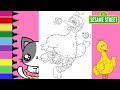 Coloring Sesame Street Big Bird Swimming Fun Coloring Book Pages Sprinkled Donuts JR