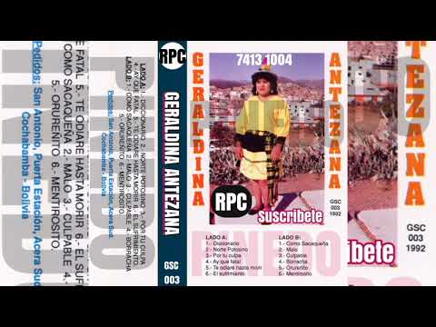 🇧🇴🇧🇴 GERALDINA ANTEZANA DEL AÑO 92  EN (GRAMA) CASSETTE ORIGINAL, ALBUM COMPLETO 7413 1004 💿 👌👍