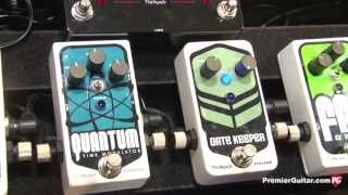 Video thumbnail for Summer NAMM '13 - Pigtronix Gatekeeper Noise Gate, Quantum Time Modulator & Echolution2 Demos by Premier Guitar