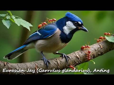 Eurasian Jay (Garrulus Glandarius) being attacked by ants 29/07/10 -  Anting - Full Version