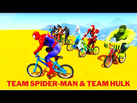 TEAM SPIDER-MAN & TEAM HULK - Team Iron Man super bike competition -SPIDER VERSE - Epic battle vol.3