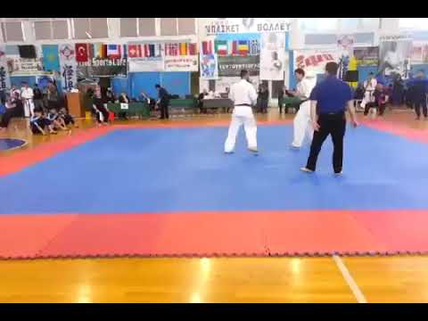 Sensei Mohamad diab el harake KWF european tournament 2014 against Kazakhstan volos greece