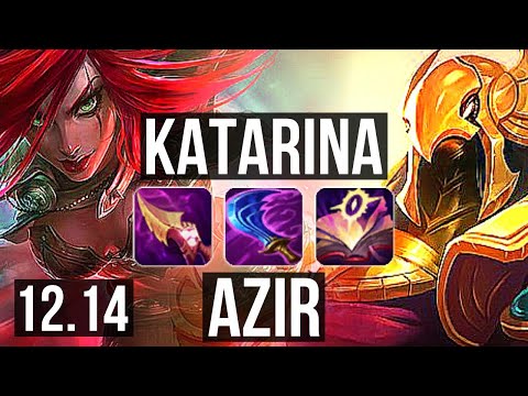 KATARINA vs AZIR (MID) | 15/0/5, Legendary, 6 solo kills, 600+ games | EUW Challenger | 12.14