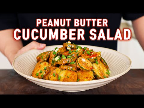 This 5-Minute Creamy Peanut Butter Garlic Cucumber Salad Will Change Your LIFE! 🥜