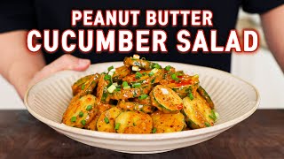 This 5-Minute Creamy Peanut Butter Garlic Cucumber Salad Will Change Your LIFE! 🥜