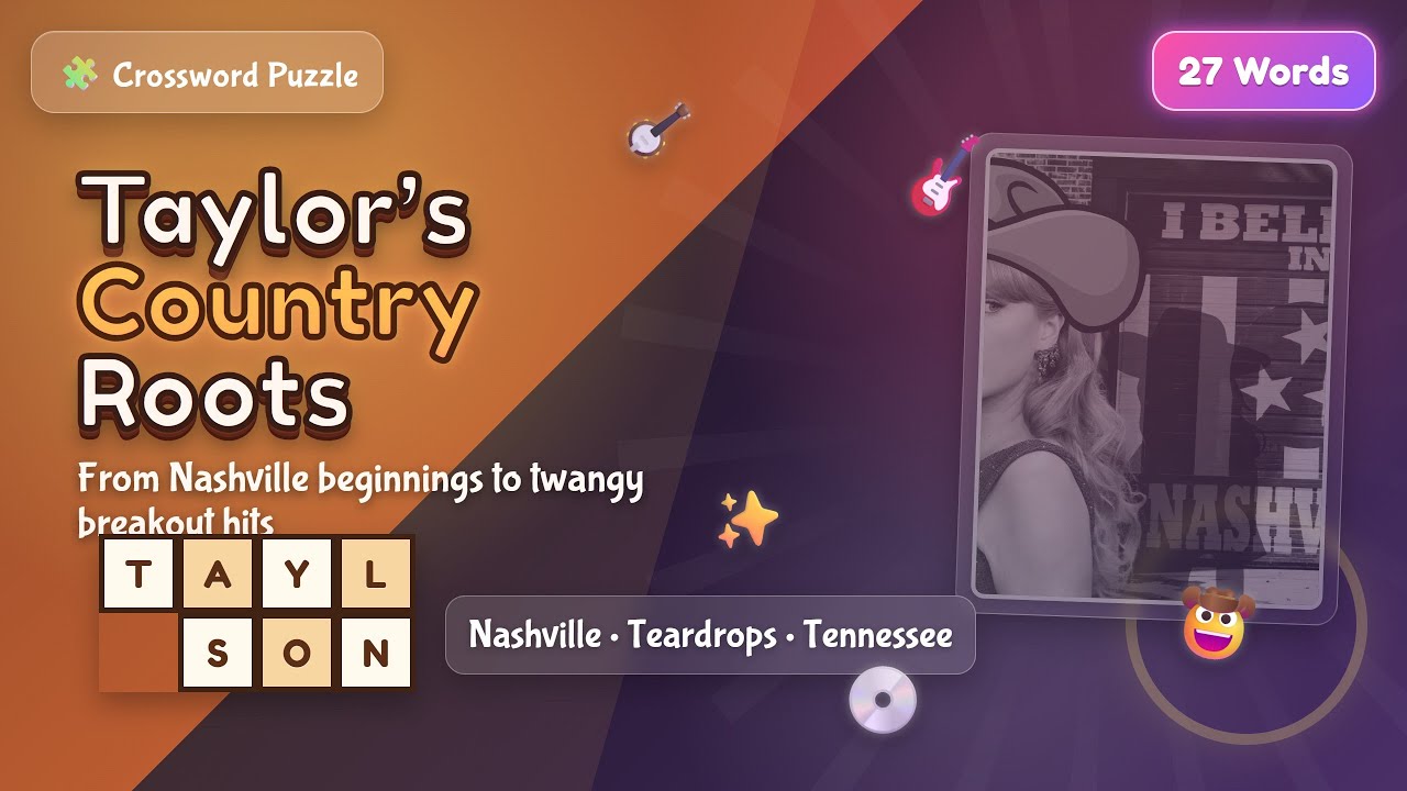 Taylor Swift Country Roots Crossword 🎸 Nashville Clues!
