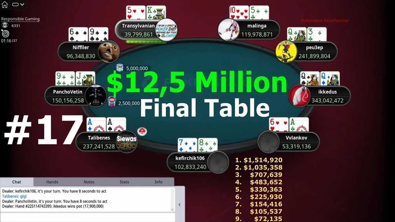 SONNTAGSMILLION - 12,5 Millionen $ garantiert - Finaltisch #17