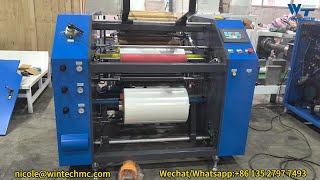 Automatic 500MM Stretch Film Rewinder with Conveyor Belt，Stretch Film Rewinders Running Well Online
