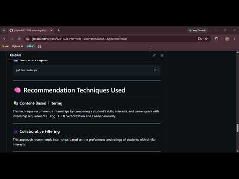 Task Demo - DAS001776 - Recommendation Engine | AI Internship Recommendation Engine