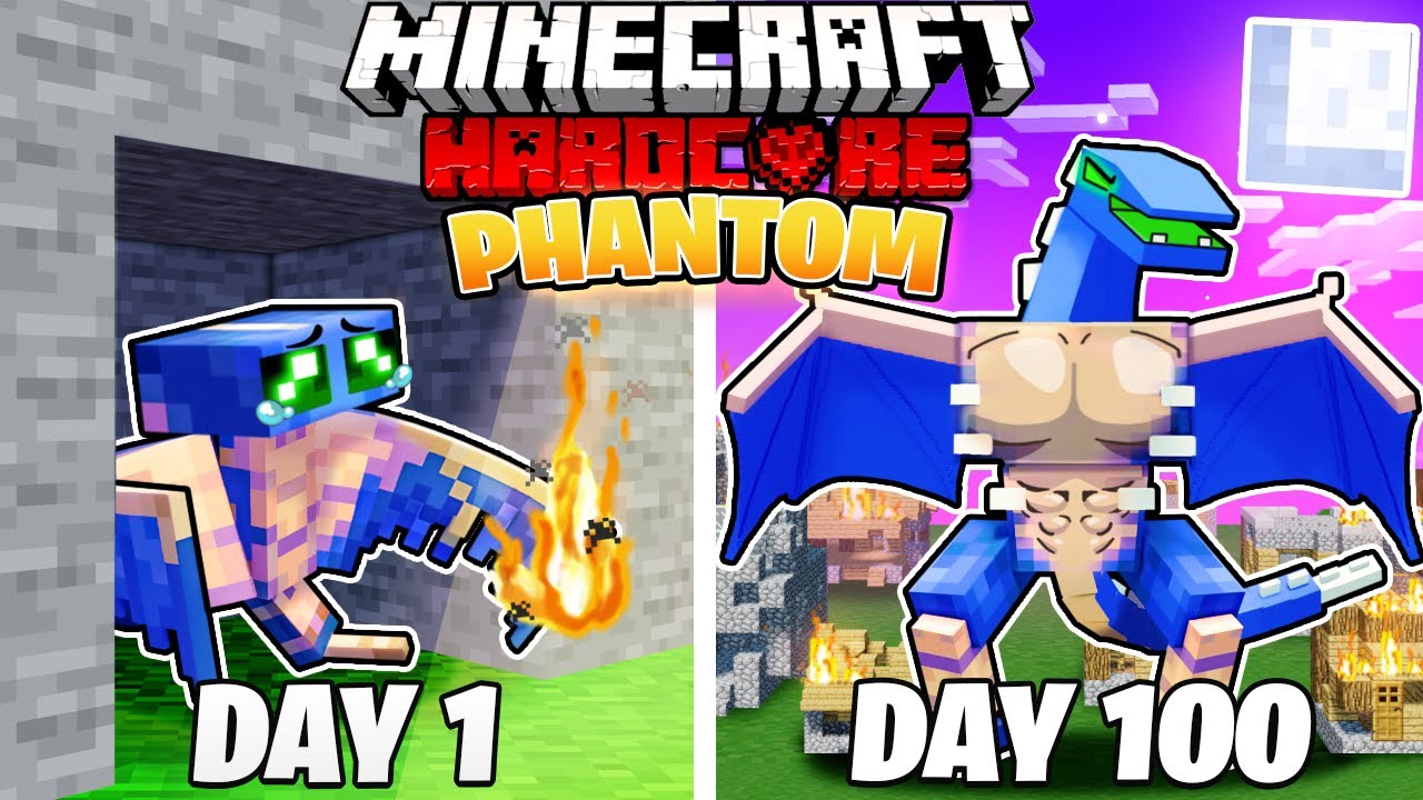 I Survived 100 DAYS as a PHANTOM in HARDCORE Minecraft!