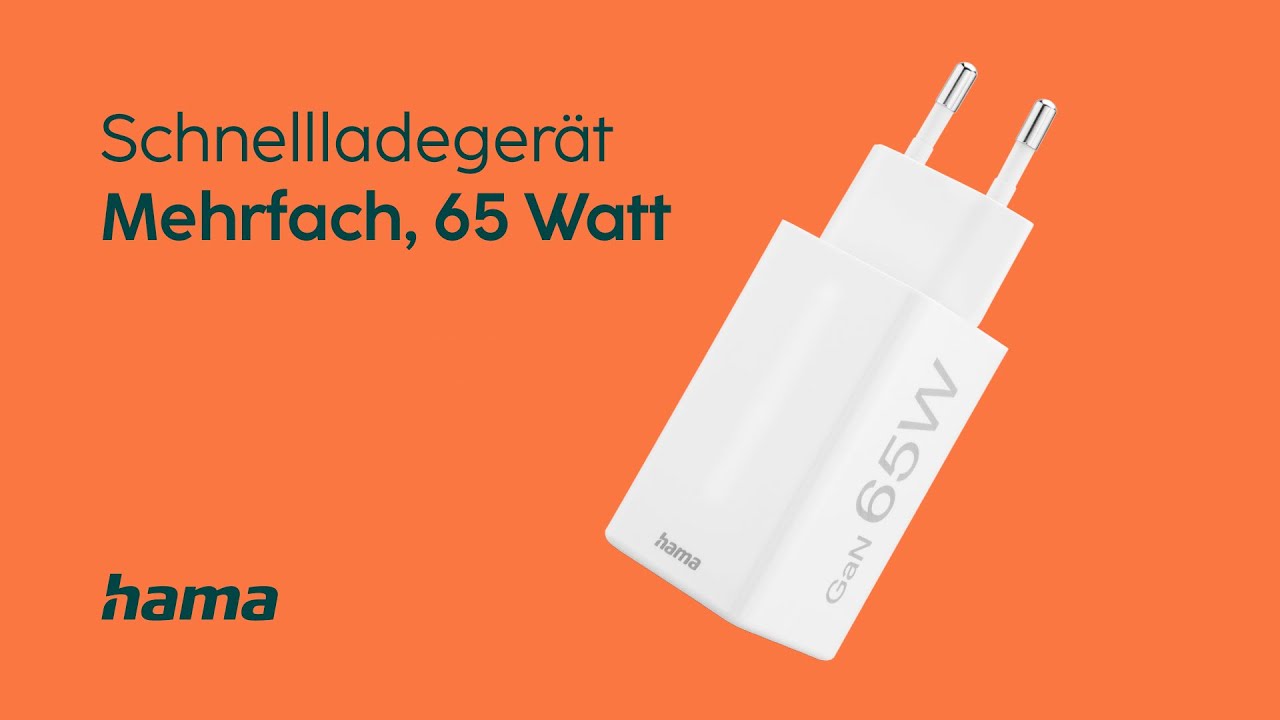 Hama USB-Wandladegerät Gan charger 2x USB-A USB-C 65 W Weiss