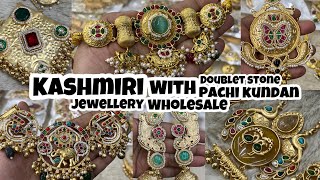 Kashmiri Pachi Kundan, Fusion Style Doublet Stone Jewellery Wholesale | Brass Ear Cuffs Manufacturer