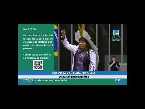 Célia Xakriaba (PSOL-MG) discursa sobre o Marco Temporal e contra o PL 2903/2023 do Senado