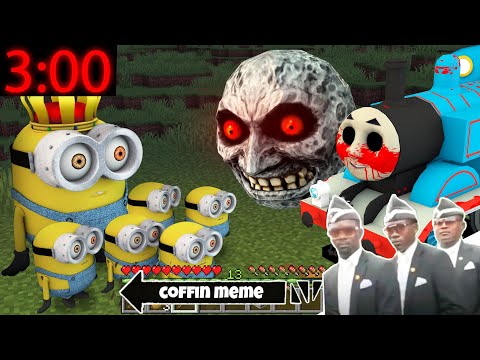 This is MINION KING FAMILY vs SCARY MOON.EXE and THOMAS THE TANK.EXE in Minecraft - Coffin Meme