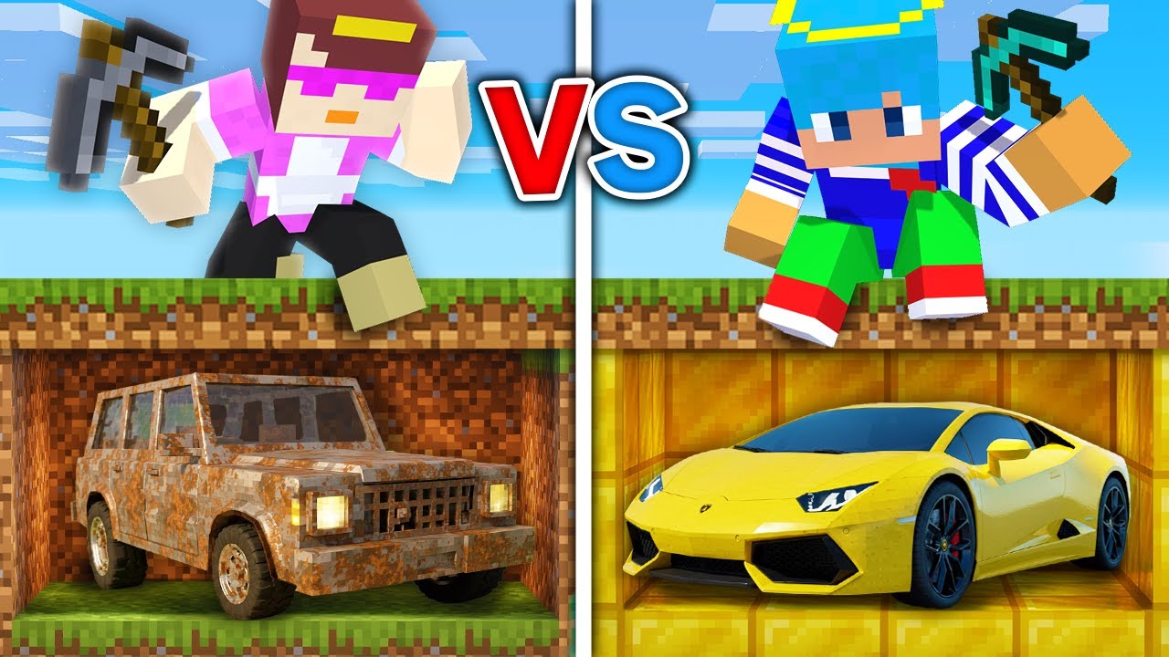 100円 vs 10億円の高級車探し対決！【まいくら / マインクラフト】