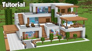 Minecraft: How to Build a Modern House Tutorial (Easy) #41 - Interior in Description!