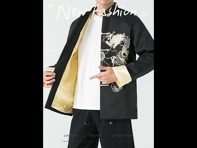 Vídeo relacionado con BOZEVON Hombres/Mujer Chino Tang Traje Tops - Primavera otoño Ambos Lados Abrigo Chaqueta de Manga Larga de Artes Marciales Kung Fu Camisetas Tang, XL/Estilo 07 - Hombres