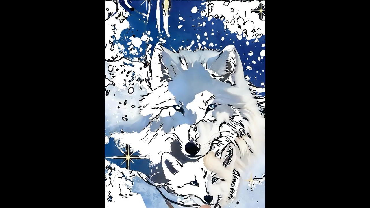 Arctic Mom with Baby Painting#mama#wolf#painting#sketch#Antarctica#NationalGeographic#art#design
