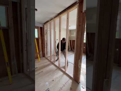 How to frame and install a wall, plumb, square and level! #construction #diy #frame