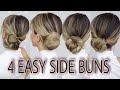 4 SIDE BUN HAIRSTYLES 🌸 medium & long hairstyles