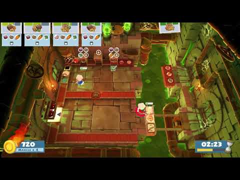 Overcooked 2. Night of the Hangry Horde 1-3 | 2 players online coop 4 stars | Score: 1720