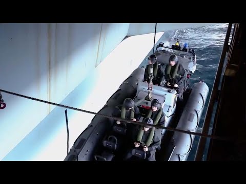 HMS Queen Elizabeth conducting standard man overboard exercise.