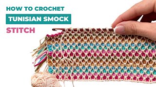 How I crochet multicolor TUNISIAN SMOCK Mermaid Scale stitch! Gorgeous for blankets and sweaters!